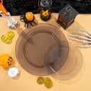 I00000 200 Pcs Clear Black Plastic Plates, Black Disposable Party Halloween Plates Include 100 Dinner Plate 10 and 100 Dessert Plate 7 Perfect for Wedding, Party & Halloween