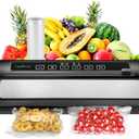 NutriChef Food Vacuum Sealer Machine, Stainless Steel & ABS Body, Automatic Sealing System for Dry and Moist Foods, LED Touch Controls, Includes Bags, Hose & Roll Cutter, 110W Suction Power, 14"x6"