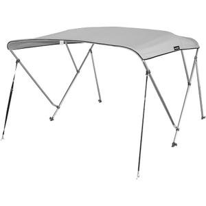 3 Bow 4 Bow Bimini Top Boat Cover,600D Solution Dyed Polyester,2 Support Poles& 4 Adjustable Straps Included, Grey