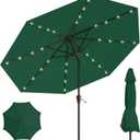 9' Solar LED Patio Umbrella with Tilt & Crank|8 Sturdy Ribs,UV Protection,Outdoor Market Table Umbrella for Deck,Lawn,Pool,Backyard(Dark Green)