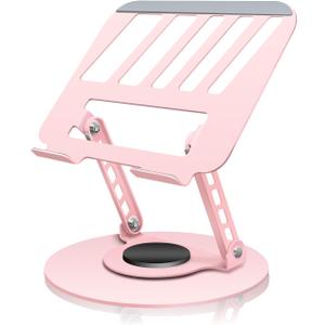 360 Rotating Adjustable Laptop Stand Perfect for Work, Painting,Office,Travel,Home,Fits MacBook & Laptops up to 13-15",Dual Rotary Shaft,Folding Design-Pink