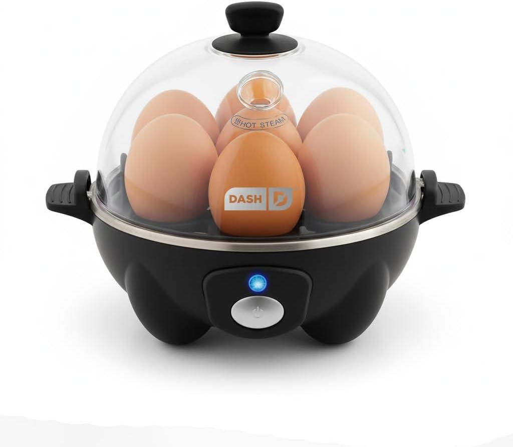Dash Rapid Egg Cooker - Boiler, Poacher & Steamer - Includes Measuring & Recipe Guide - Dishwasher Safe - BPA Free - Holds 7 Eggs, Black