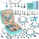 Charm Bracelet Making Kit, Kid Jewelry Making Kit for Girls 8-12, Unicorn Craft Kits for Teen Girls Toys Ages 3-10 Years Old Girl Gifts Trendy Stuff Birthday Christmas Gift with Initial Jewelry Box