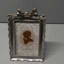 Qunclay 2 Pcs Vintage Picture Frames Antique Baroque Ornate Resin Rectangle Oval Photo Frames with Glass Front Tabletop and Wall Decor for Home Wedding Christmas Party Decor(Silver,4 x 6 Inches)