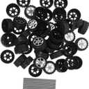 1set Plastic Toy Car Wheels and Model Axles for Crafts Round Wheels Axle for Boy Girl Handmade Projects and Model Making