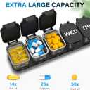 Extra Large Weekly Pill Organizer - XL Vitamin Holder with 7 Detachable Compartments, Portable Medicine Pill Organizer for Supplements, Daily Pill Case for Home and Travel,Black