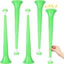 4 Pcs Stadium Horn 21 Inch Vuvuzela Plastic Collapsible Cheering Trumpets for Sporting Events Football Carnival St Patricks Day Party Supplies, Green
