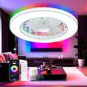 24'' Low Profile Bladeless Ceiling Fans with Lights, Remote/APP/Alexa Smart Control, RGB & 3CCT Dimmable, Flush Mount Ceiling Fan with 6-Speed Reversible for Bedroom Living Room Kid's Room, 24in