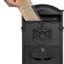 Wall Mount Mailboxes, Rust Resistant Locking Wall Mailbox for Outside, Galvanized Steel and Aluminum Stamping Process, Vintage Mailbox with Key Lock Large Capacity Outdoor Decoration, Black