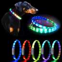 Led Dog Collar Rechargeable USB-C, Super Bright Multi-Color Light Up Collar, Weatherproof Lighted Safety Dog Collar Light for Night Walking,Size Cuttable for Large Medium Small Dogs