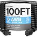 16/3 100 Ft Outdoor Extension Cord Waterproof, Weatherproof & Flame Retardant Black 3 Prong Power Cord Outside for Lawn & Garden, 16AWG 10A 1250W 125V SJTW ETL Listed