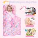 Toddler Nap Mat with Removable Pillow and Blanket Dream Unicorns Kids Sleeping Bag with Pillow Reinforced Stitching Machine-Washable, Soft Nap Mats for Daycare, Travel, Camping 53"x21"