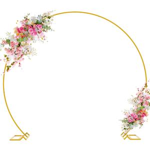 Wokceer Round Backdrop Stand 8FT Gold Wedding Arch Metal Circle Balloon Arch Stand for Birthday Party Wedding Bridal Shower Anniversary Ceremony