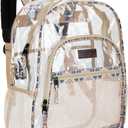 Wrangler Clear Backpack for Girls- Water Resistant Clear Bookbag, Plastic See Through Backpack for Stadium Events and School