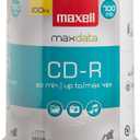 Maxell 648200, Premium Quality Noise free Surface Playback Recordable CDs 700Mb Storage  2x to 48x, Write Speed 80 minutes - Blank CDs, CD Storage & Reusable Spindle Case Holder  100 Pack