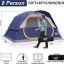 CAMPROS CP Tent 8 Person Camping Tents, Waterproof Windproof Family Dome Tent with Rainfly, Large Mesh Windows, Wider Door, Easy Setup, Portable with Carry Bag (Blue)