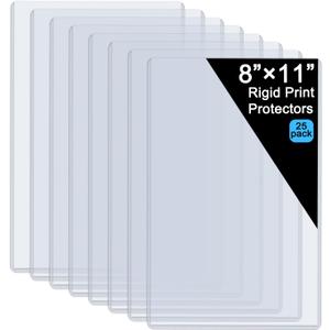 25 Pack 8.5" x 11" Hard Sheet Protectors, Rigid Print Protectors, Clear Waterproof Protectors, Paper Sleeves Photo Plastic Sleeves Hard Plastic Document Holder, Birth Certificate
