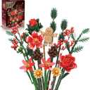Christmas Flowers Bouquet Building Set, Xmas Botanical Collection Compatible with Lego Flowers for Home Living Room Christmas Decor, Xmas Gift for Grandkids & Teens, 865 PCS
