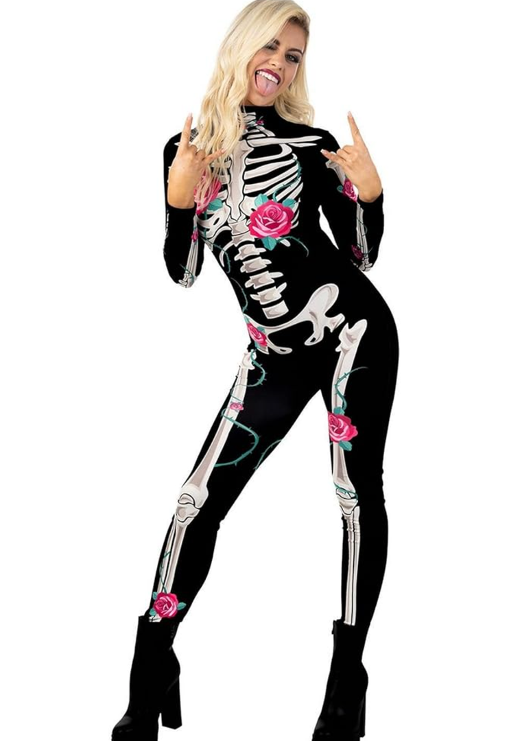 Morph Skeleton Bodysuit - Women's Halloween Costume M