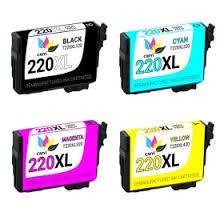 4 Pack New 220XL T220XL Ink for Epson WorkForce Black Color 220 T 220 XL Set