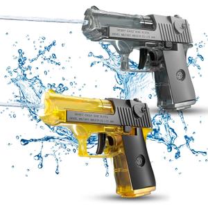 2 Pack Water Gun Squirt Guns for Kids - Mini Water Blaster Soaker 100cc Capacity Water Pistol Toys, Ideal Summer Gifts for Swimming Pool Beach Outdoor Water Toys for Boys Girls Toddlers (Yellow Gray)