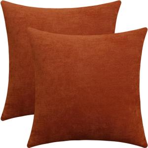 Jeneoo Burnt Orange Decorative Throw Pillow Covers Soft Chenille Comfy Square Rust Couch Cushion Cases Decor (Set of 2, 18 x 18 Inches) Jeneoo Burnt Orange Decorative Throw Pillow Covers Soft Chenille Comfy Square Rust Couch Cushion Cases Decor (Set of 2, 18 x 18 Inches)