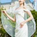1 Tier Wedding Veils for Brides Fingertip Length Wedding Veils for Women Soft Tulle Lace Fingertip Veil, Metal Comb (White)