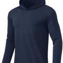 BANTREK Men Athletic Hoodies Long Sleeve Fishing Shirts UPF 50+ Sun Protection Dry Fit Wicking Hooded Running Shirts XXXL