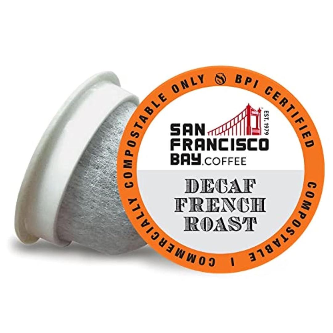 San Francisco Bay Compostable Coffee Pods - DECAF French Roast (36 Ct) K Cup Compatible including Keurig 2.0, Dark Roast, Swiss Water Processed