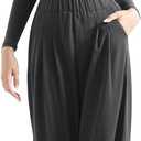 SUUKSESS Women Wide Leg Pants Elastic High Waisted Work Pants Flowy Palazzo Pants (Pink, L)