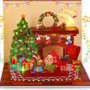 Hxezoc 3D Fireplace Music Christmas Card with Lights, Wish You A Merry Christmas Music Play Xmas Gift Cards for Family Members Friends Classmates Members Gifts Supplies