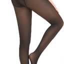 QooNoo Women Fleece Lined Tights High Waisted Pantyhose Opaque Black Sheer Translucent Winter Warm Leggings Shapewear (Black, XXL)