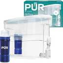PUR PLUS 30-Cup Water Filter Dispenser with 1 Lead-Reducing PUR PLUS Filter, Dishwasher Safe, Powerful Filtration, Large Capacity with Slim, Space-Saving Design, White (DS1811Z)