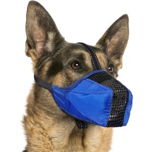 Mesh Dog Muzzle, Breathable Soft Dog Muzzle with Reflective Straps for Secure Fit, Prevents Biting, Chewing Scavenging  Adjustable for Small Medium Large Dogs,Blue,XL (XL(Snout Cir: 11.22))