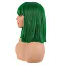 MapofBeauty 12 Inch Straight Bob Flat Bangs Short Party Wig, Grass Green | 30 cm Cosplay Wig, Synthetic Hair