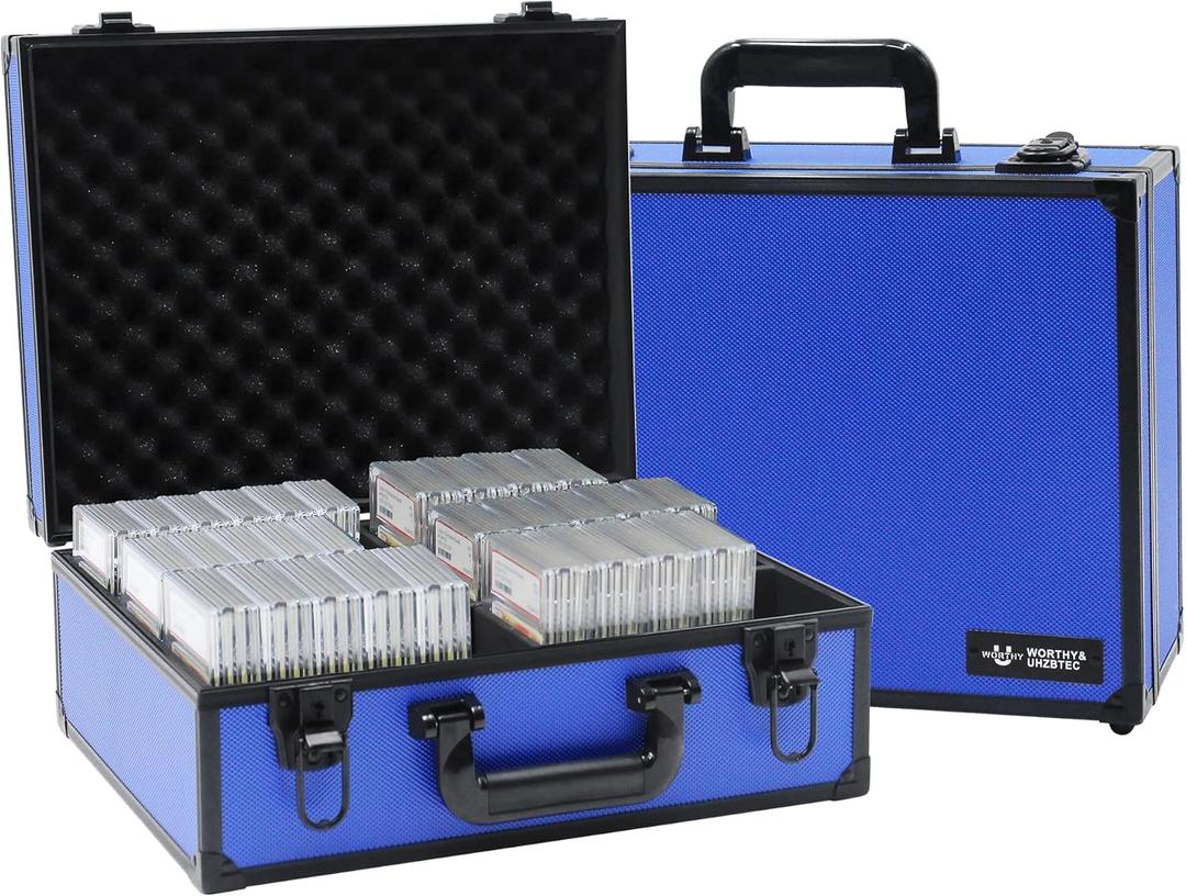 Graded Card Storage Box; Durable Sports, PSA Card Storage Case- Trading Card Storage Box - PSA Slab Case For Top Loaders (BLUE, 16.5x13.3x6.9 inches)