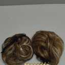 SARLA 2PCS Messy Bun Hair Pieces for Women Detachable Claw Clip Wavy Curly Synthetic Hairpieces for Updos with Tendrils Fake Scrunchies Ponytail Extension Beige Multi