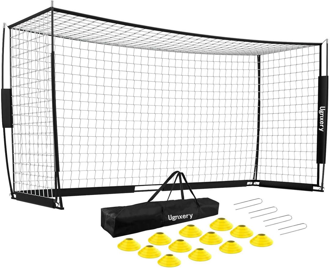 Portable Soccer Goal, Detachable 12x6 FT Soccer Goals Net for Backyard, Quick Setup Training Equipment with 1 Carry Bag, 12 Training Cones