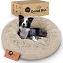 Donut Dog Bed - Premium Comfort for Anxiety Relief - Fluffy & Calming Design with Ultra-Plush Support | Cozy Round Dog Bed with Super Soft Circle Style (Size M Beige)