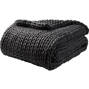 YnM Cotton Weighted Blanket, Handmade Chunky Knitted Design, Soft and Cozy, Temperature Regulating and Breathable, Machine Washable Throw for Sleep or Home Decor ,50x60 Inch, 15lbs
