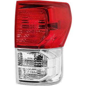 HECASA RH Tail Light Compatible with 2007-2013 Toyota Tundra Pickup Replacement for TO2801183 TO2801165 Halogen Rear Brake Tail Lamp Assembly(Red Lens+Clear Lens+Chrome Housing) (Right Side)