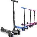 6KU Scooter for Kids Ages 3-10 with Flash Wheels, Kids Scooter 4 Adjustable Height, Toddler Scooter Extra-Wide PU LED Wheels, 3 Wheel Scooter for Kids for Girls & Boys Learn to Steer (Black)