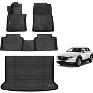 AIPOIL Floor Mats & Cargo Liner Set for 2020-2024 2025 Mazda CX30 All Weather Protection Easy to Clean Full Set Automobile mats Accessories, Black