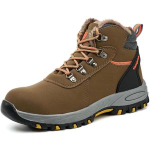 Nasogetch Steel Toe Boots for Men Women Work Boots Comfortable Lightweight Steel Toe Shoes Puncture Proof Non Slip Work Shoes Fleece-Lined (11.5 Women/10 Men, Khaki)