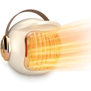 Space Heater, Portable Heater for Office Desk, 400W Mini Tent Warmer for Camping (Indoor Use), With Tip-Over Protection, Lightweight (Cream White)