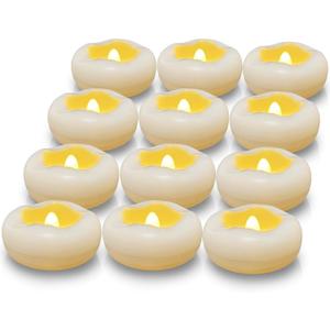 Floating Candles, Water-Activated 2.3" Flameless LED Candle 150+ Hours Waterproof Plastic White Battery Operated Candle for Centerpieces, Cylinder Vases Table Decorations Wedding Pool Party 12 Packs