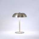 JHWDHD Portable LED Mushroom Table Lamp, 8.46'' Metal Small Cordless Desk Night Light with 5200mAh Rechargeable Battery, Stepless Dimming Lamp with 3 Colors for Bedroom/Bar/Coffee Shop (Gold)