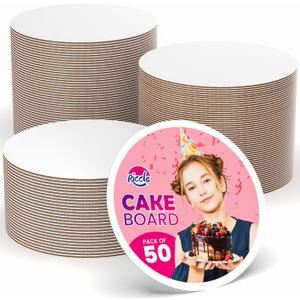 Riccle Cake Boards 10 Inch Round Pack of 50- Smooth Edged 10" Board, Disposable - Sturdy - White Cardboard Circles -Food Grade