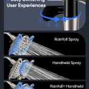 Shower Head with Handheld High Pressure, Rain Shower Head with Fixed Showerhead and 9 Sprays Handheld Shower, Detachable 2-IN-1 Shower head with 59" Rotatable Stainless Steel Hose (Brushed Nickel)