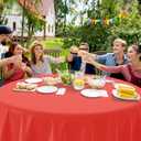 16 Pack Red Plastic Tablecloth for Round Tables, Premium Decorative Red Disposable Table Cloths for Parties, Bulk Round Party Table Cover for Birthday Wedding Anniversary Graduation, 84 Inch